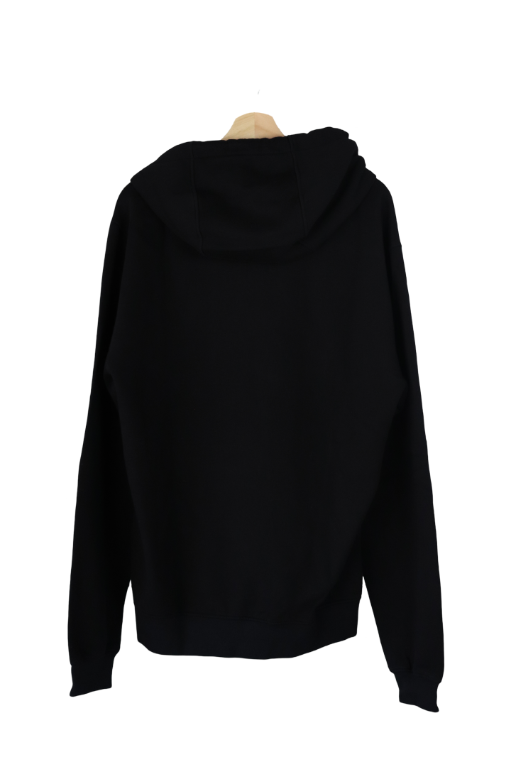 hoodie black side box blue